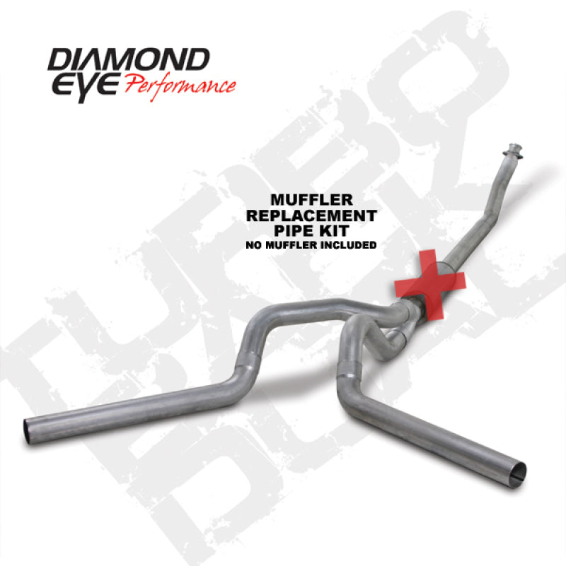 Diamond Eye KIT 4in Turbo Back MFLR RPLCMENT PIPE DUAL AL: 94-02 DODGE CUMMINS 5.9L